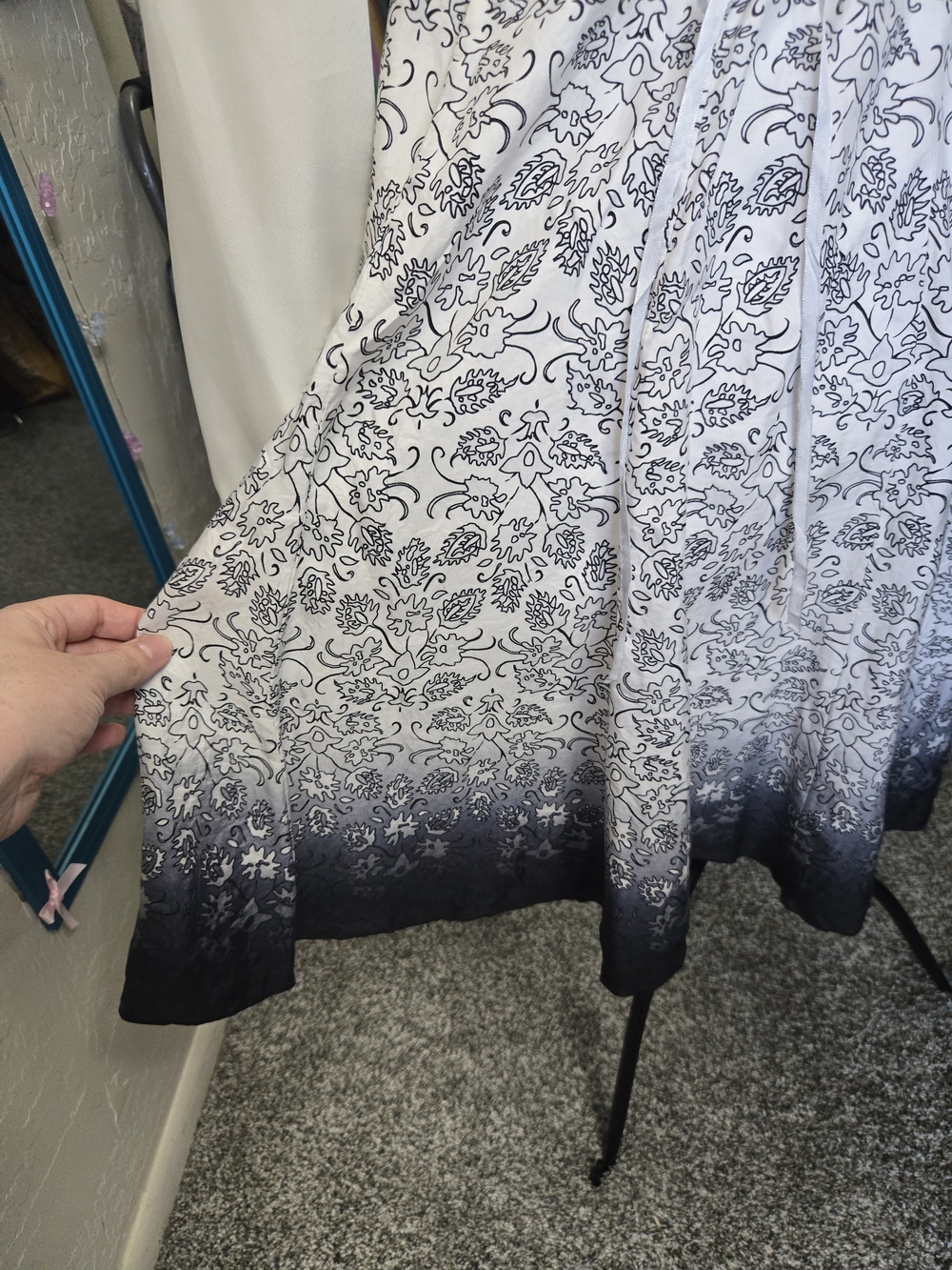 White and Black Floral Ombre Skirt - Picture 8 of 10